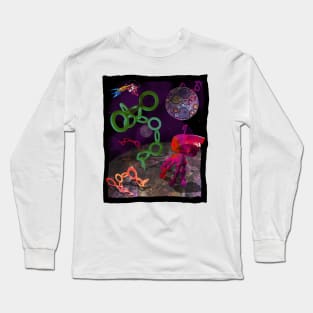 Space Collage with Robot and Rockets Long Sleeve T-Shirt